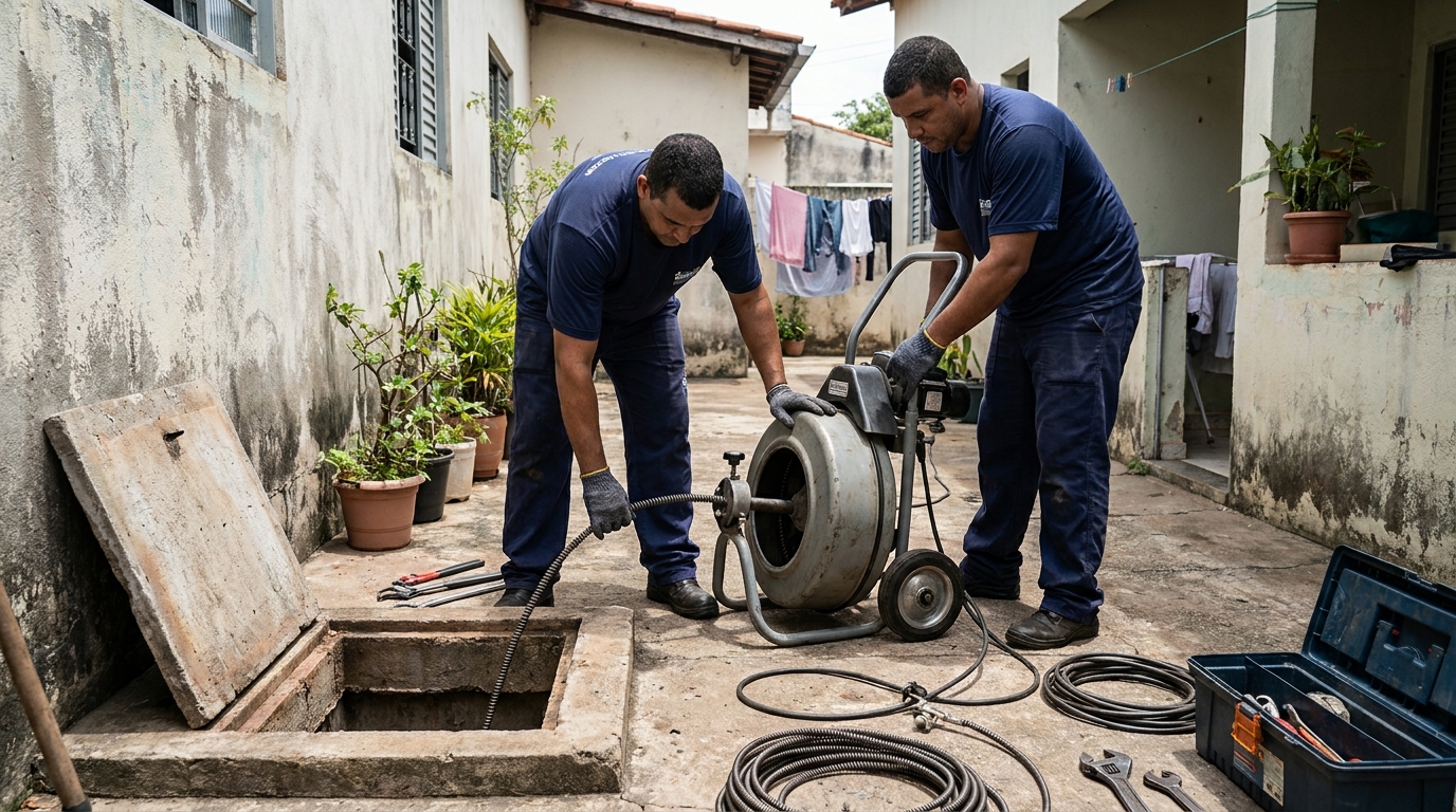 Desentupimento de Coluna Sanitária na Comprida, Teresina‑PI